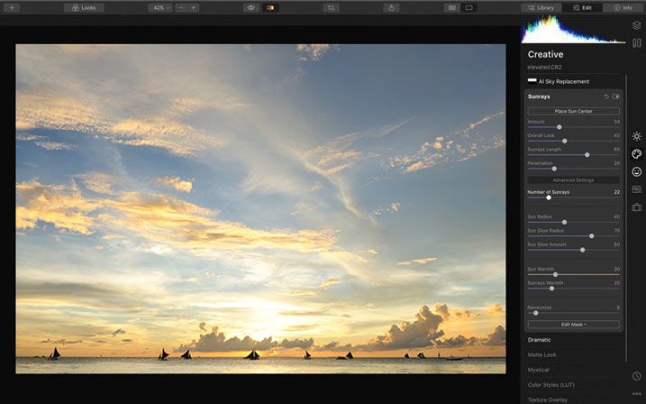 Màn hình chỉnh sửa trong PhotoGlory Pro