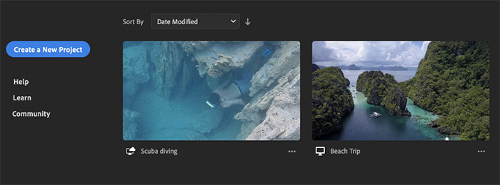 Giao diện Adobe Premiere Rush 2021