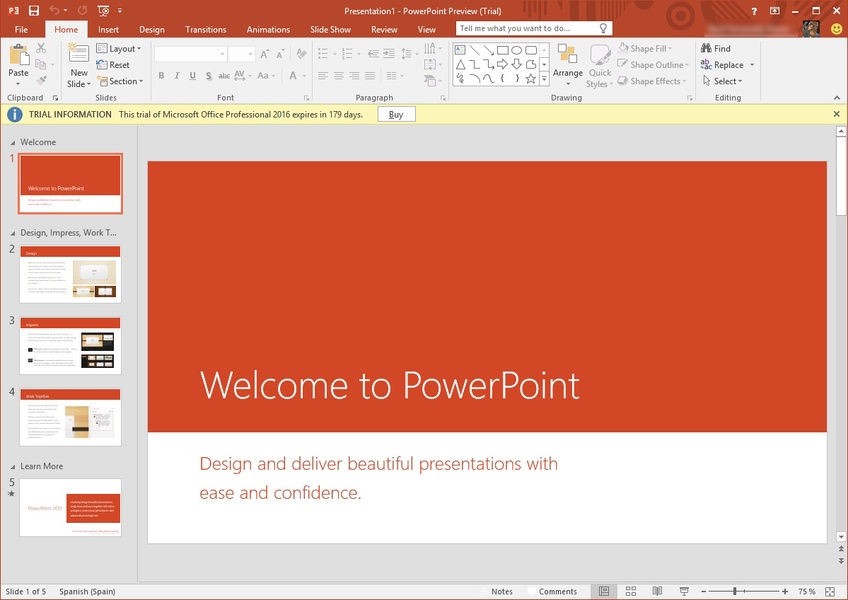 Microsoft Office 2016 Word Interface