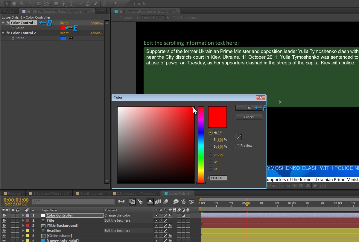 After Effects Color Controls