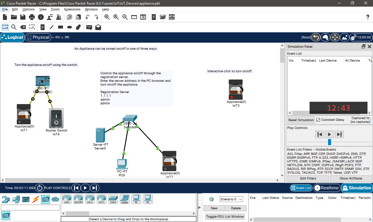 Giao diện chính của Cisco Packet Tracer 8.1