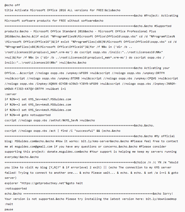 Script kích hoạt Office 2016 bằng CMD