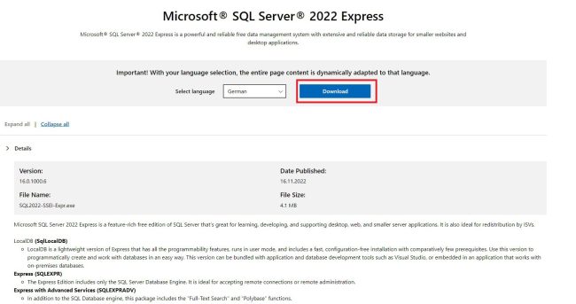 Giao diện Microsoft SQL Server 2022