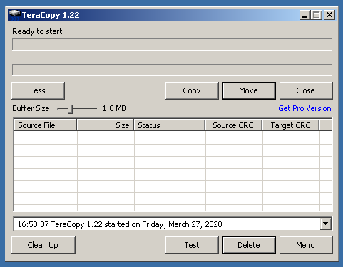 Giao diện TeraCopy Pro 3.17