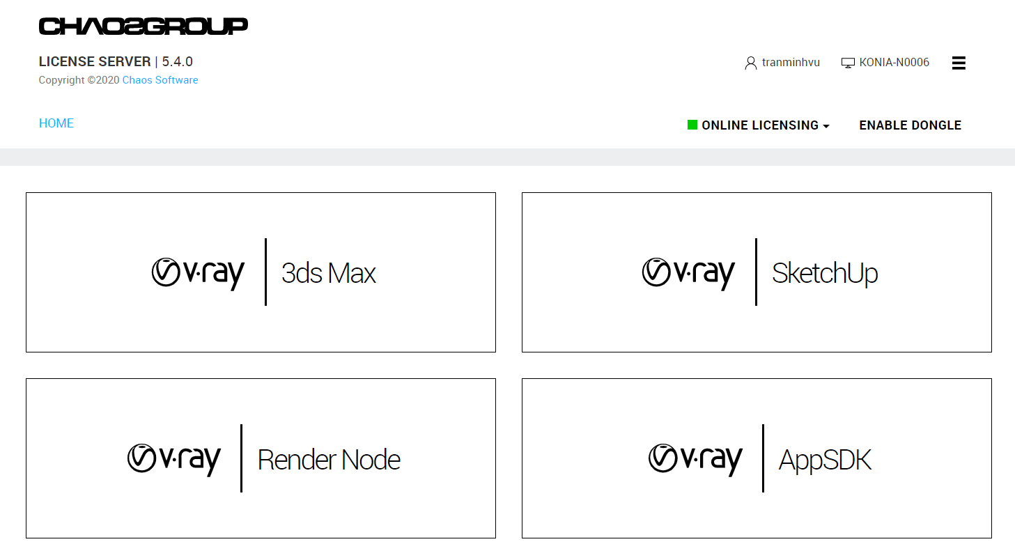 V-Ray phiên bản khác nhau