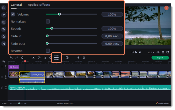 Giao diện điều chỉnh tốc độ video trong proDAD ReSpeedr