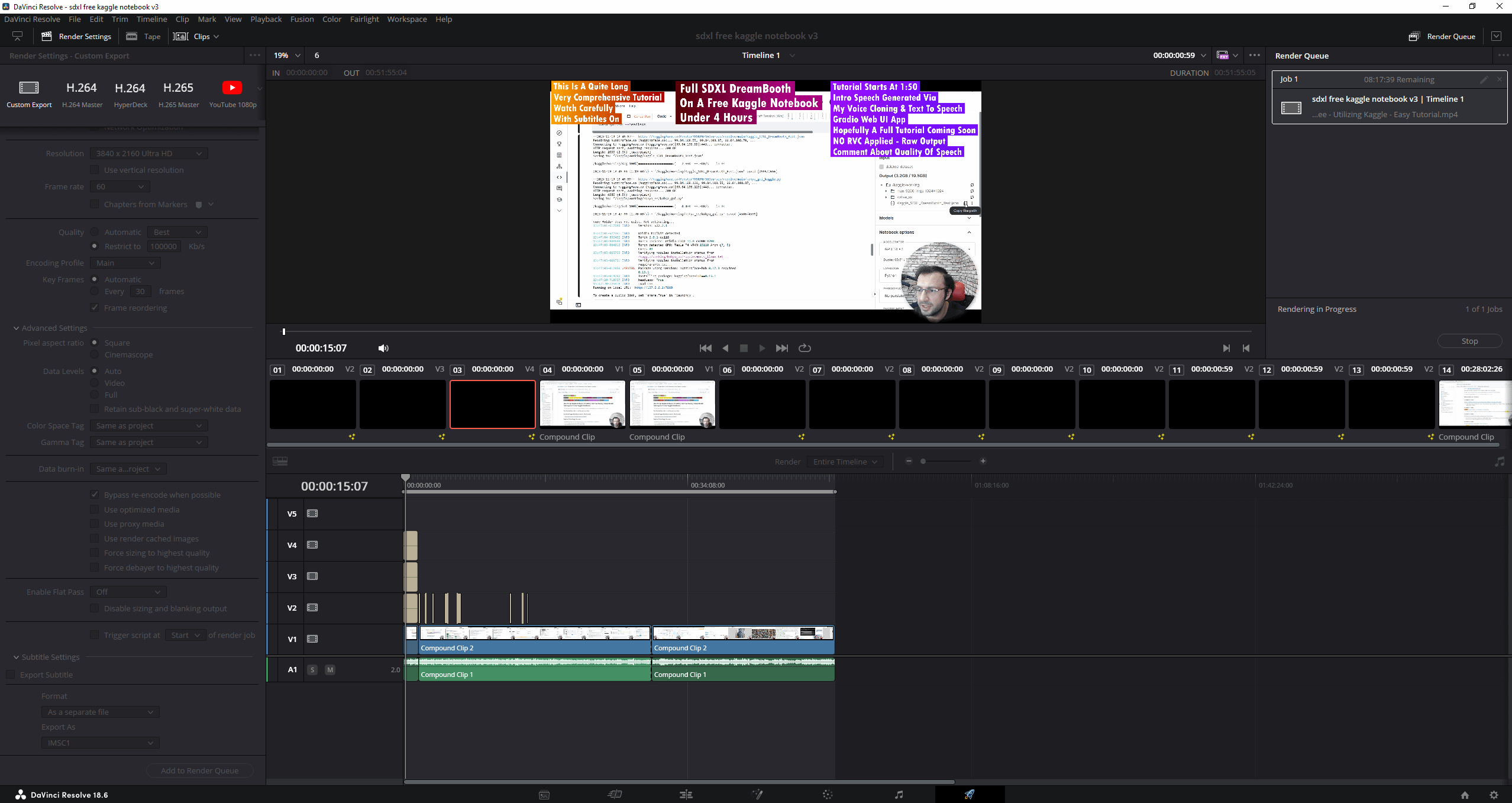 DaVinci Resolve Studio 18.6 Rendering Time