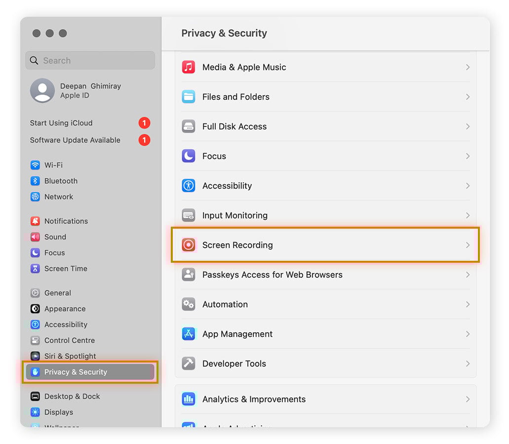 Screen Recording Process Example
