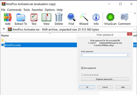 KMSAuto Lite Password Screen