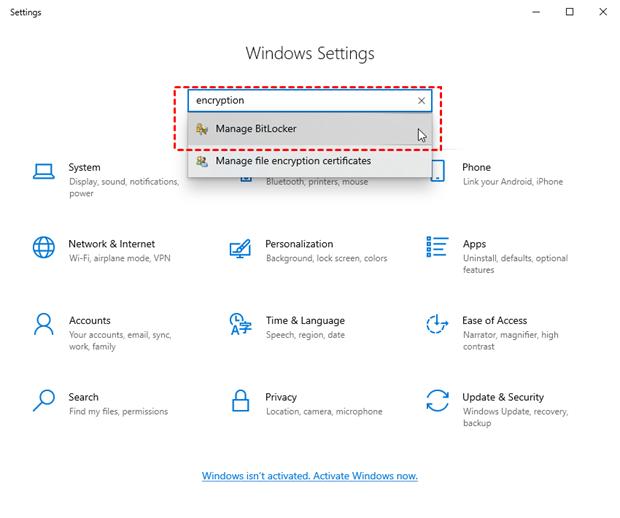 Quản lý BitLocker trong phần mềm phân vùng