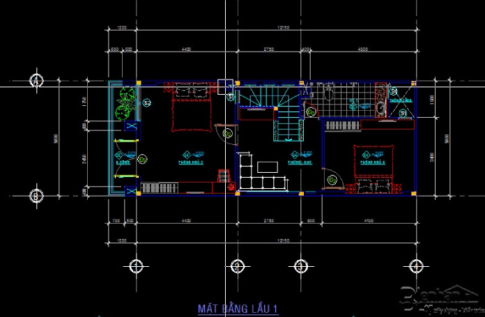 Bản vẽ CAD nhà 2 tầng đẹp