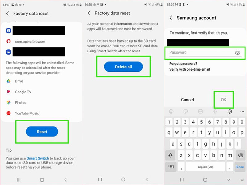 Reset điện thoại Android