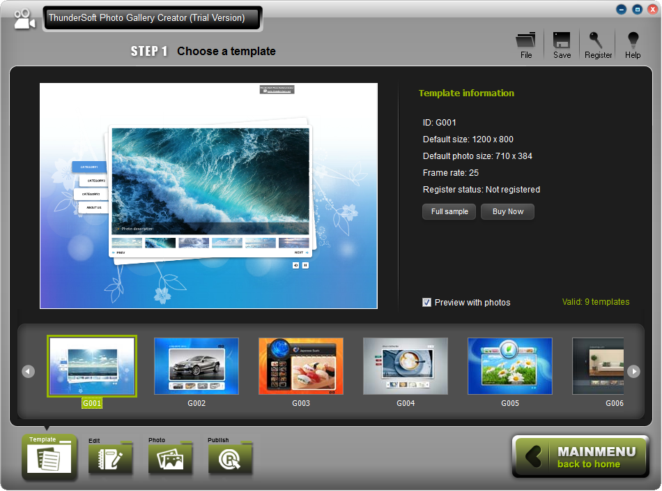 Giao diện ThunderSoft Slideshow Factory