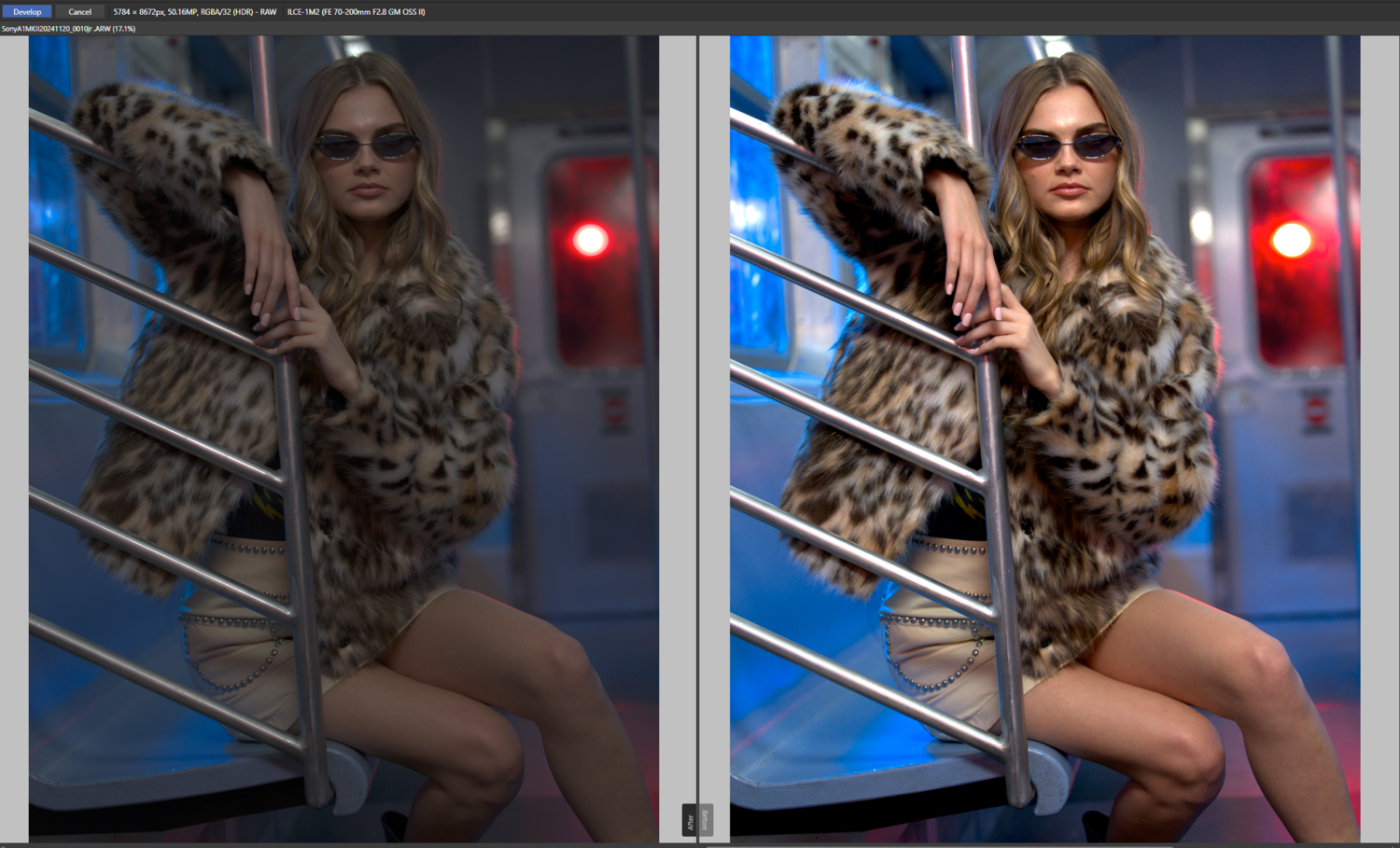 Giao diện chỉnh sửa ảnh trên Adobe Camera Raw
