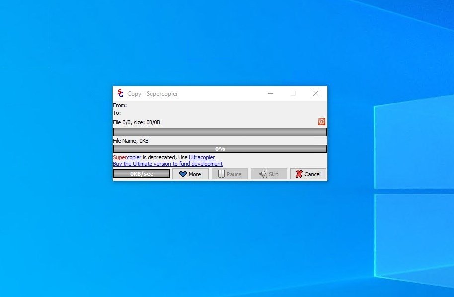 Giao diện xử lý lỗi của Ultracopier