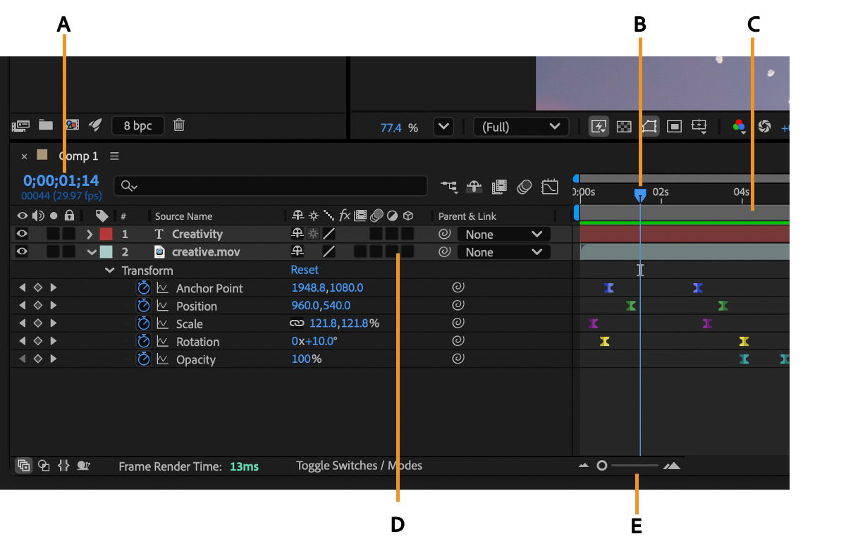 After Effects Timeline Panel
