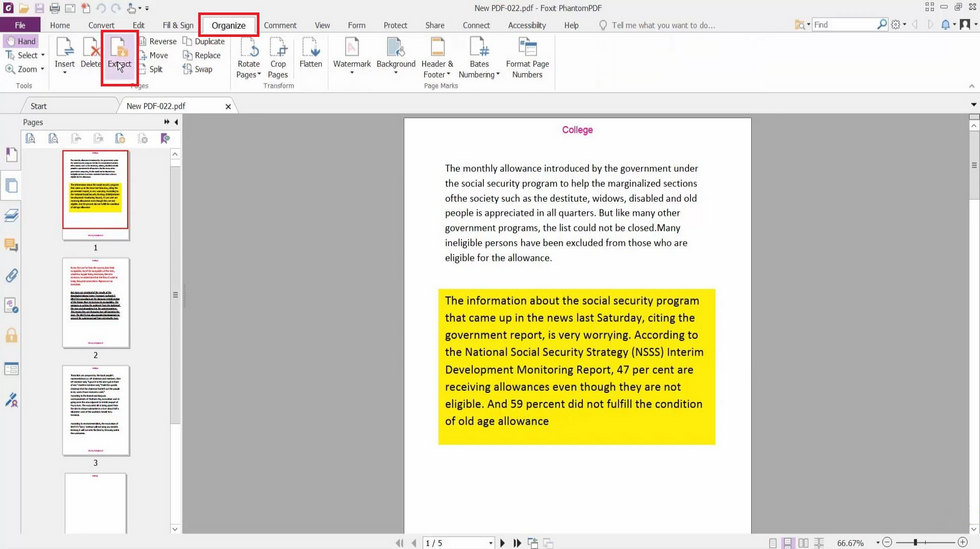 Quản lý trang thumbnail trong Foxit PDF Reader