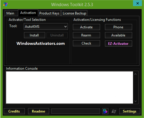 Microsoft Toolkit 2.7.4 Interface